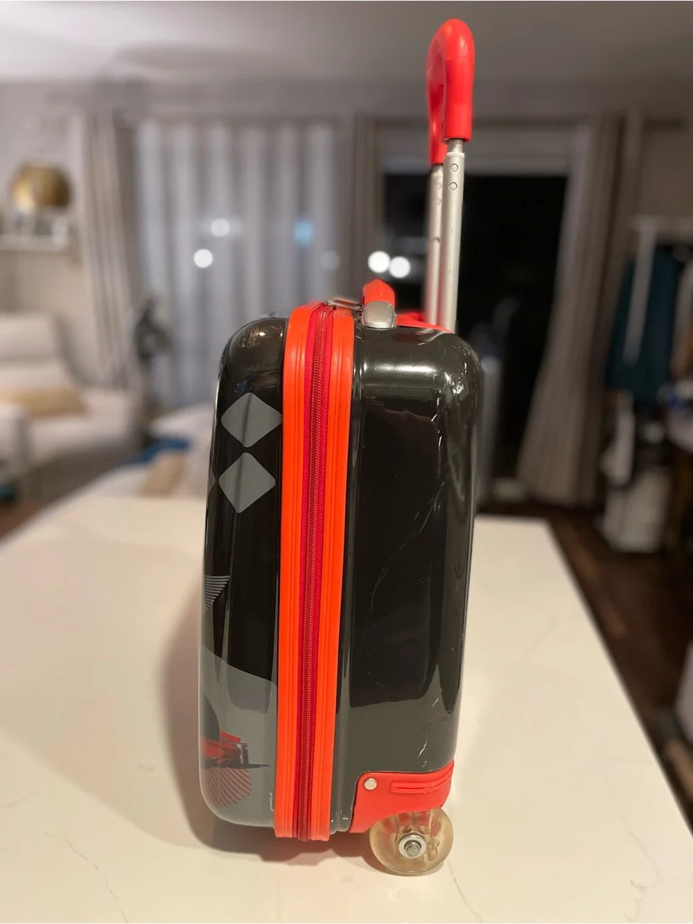 Kids Ferrari Black & Red Racing Hardcase Carry-On Luggage Scooter | Genuine